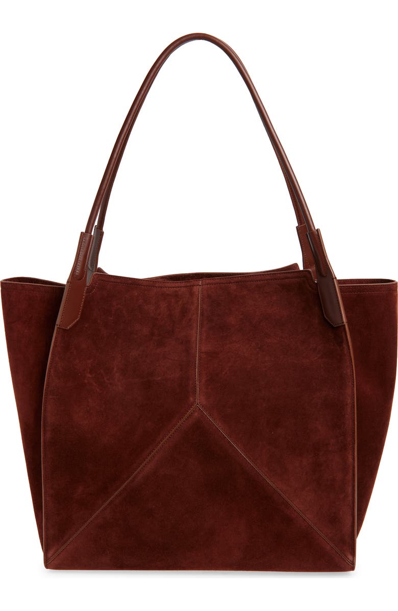 Victoria Beckham Victoria Sue Suede Tote, Alternate, color, Dark Brown