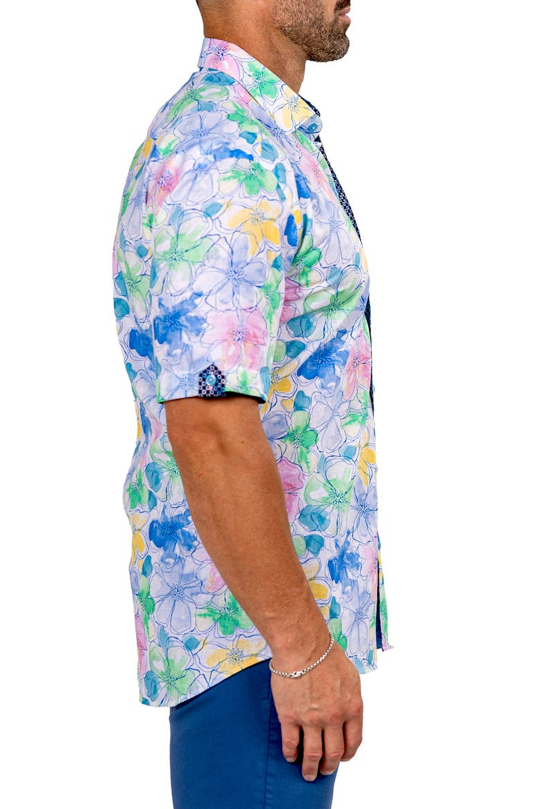 Galileo Marthy Short Sleeve Button-Up Shirt, Alternate, color, WHITE/MULTI