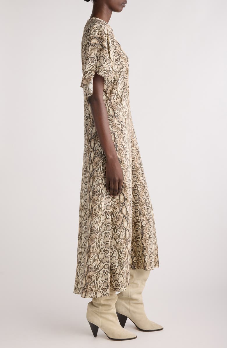 Isabel Marant Keany Snakeskin Print Stretch Silk Dress, Alternate, color,