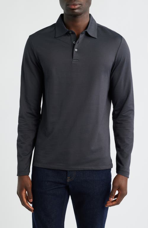 Robert Barakett Luciano Long Sleeve Twill Polo In Black