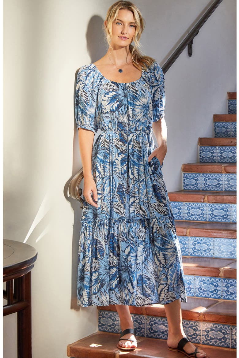 Puff Sleeve Midi Dress, Alternate, color, PRINT