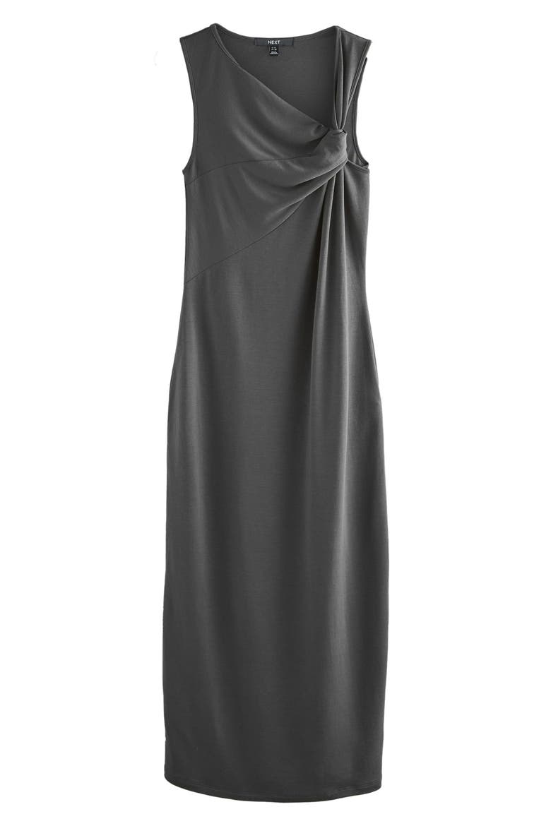 Knot Detail Sleeveless Midi Dress, Alternate, color, CHARCOAL GREY