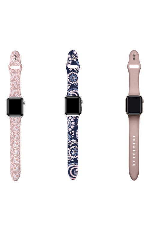 The Posh Tech Assorted 3-pack Silicone Apple Watch® Watchbands In Pink/navy Multi
