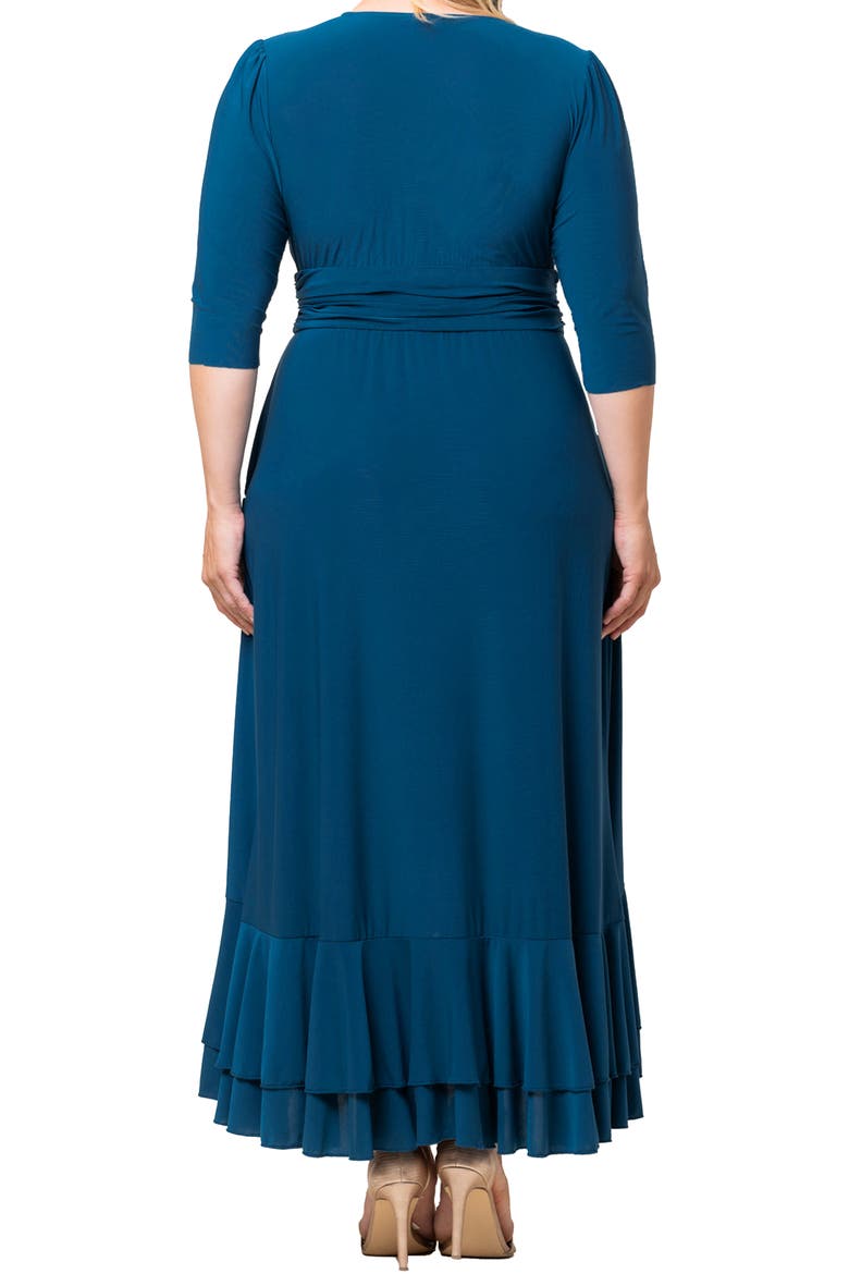 Veronica Ruffled High-Low Evening Gown, Alternate, color, AEGEAN BLUE