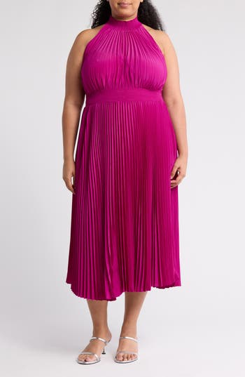 Marina Pleated High Neck Dress in Fuchsia at Nordstrom Rack, Size 22W Marina Pleated High Neck Dress in Fuchsia at Nordstrom Rack, Size 22W