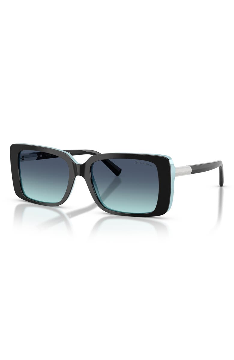 Tiffany & Co. 55mm Gradient Rectangular Sunglasses, Alternate, color, Black On Tiffany Blue / Azure