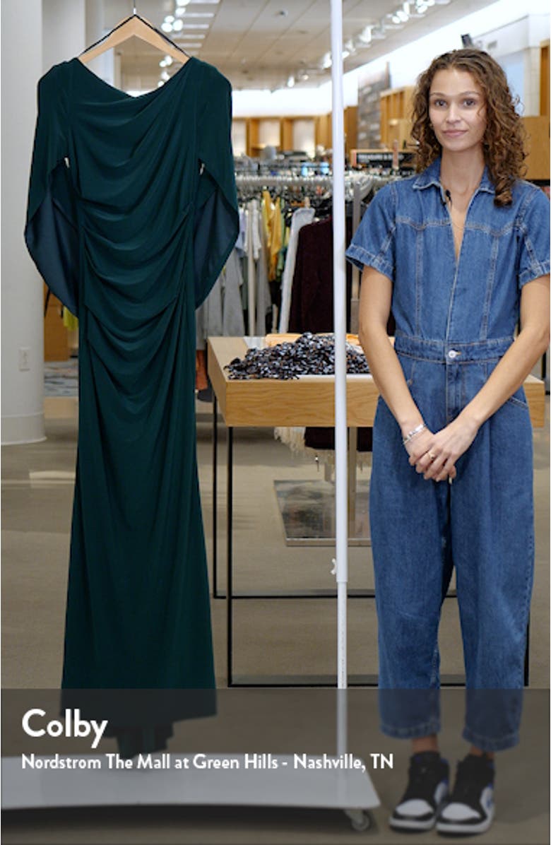 Cape Long Sleeve Trumpet Gown, sales video thumbnail