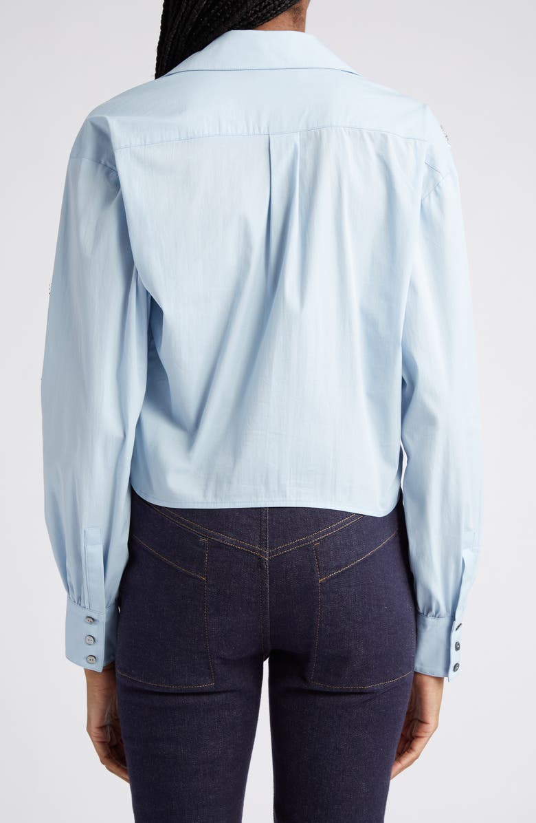 Cinq à Sept Marianna Embellished Leaf Tie Front Crop Button-Up Shirt, Alternate, color,