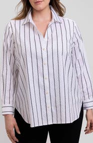 Foxcroft Stripe Boyfriend Button-Up Shirt