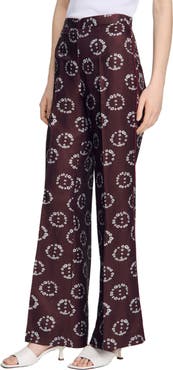 SANDRO Floral-print floaty trousers