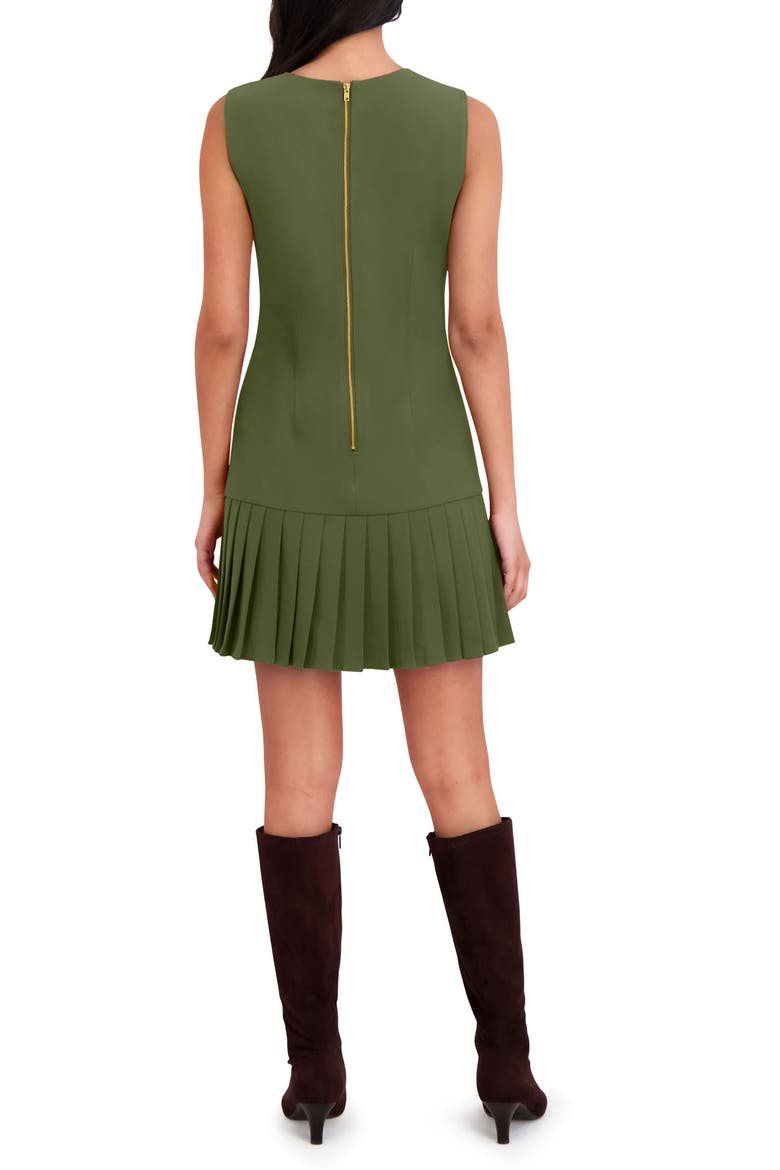 Sleeveless Drop Waist Pleated Dress, Alternate, color, RIFLE GREEN
