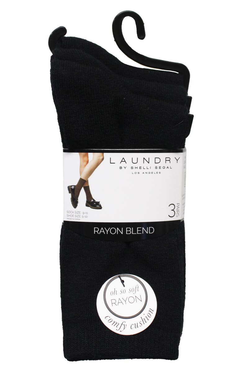 Laundry by Shelli Segal 3-Pack Comfy Cushion Crew Socks, Alternate, color, Multi 1