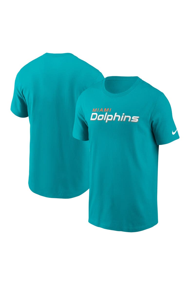 Men's Nike Aqua Miami Dolphins Primetime Wordmark Essential T-Shirt, Main, color, Aqua