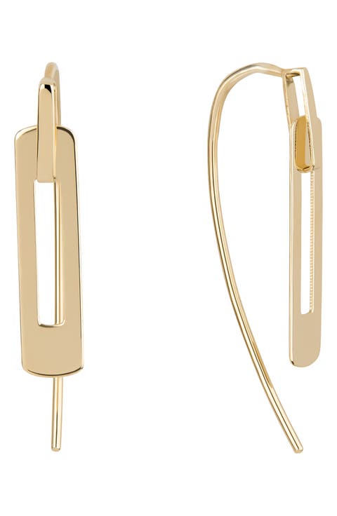 14K Gold Laser Interlocking Drop Earrings
