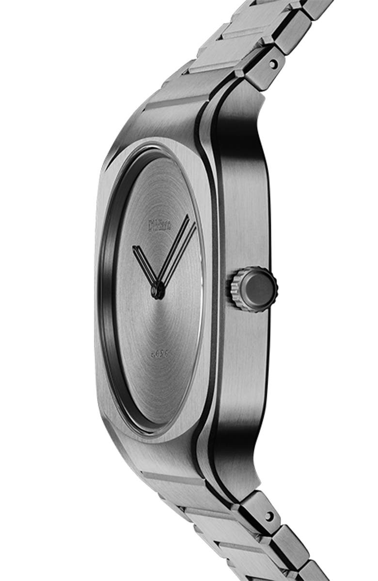 D1 Milano Gun Frame Square Bracelet Watch, 37mm, Alternate, color, Light Gun