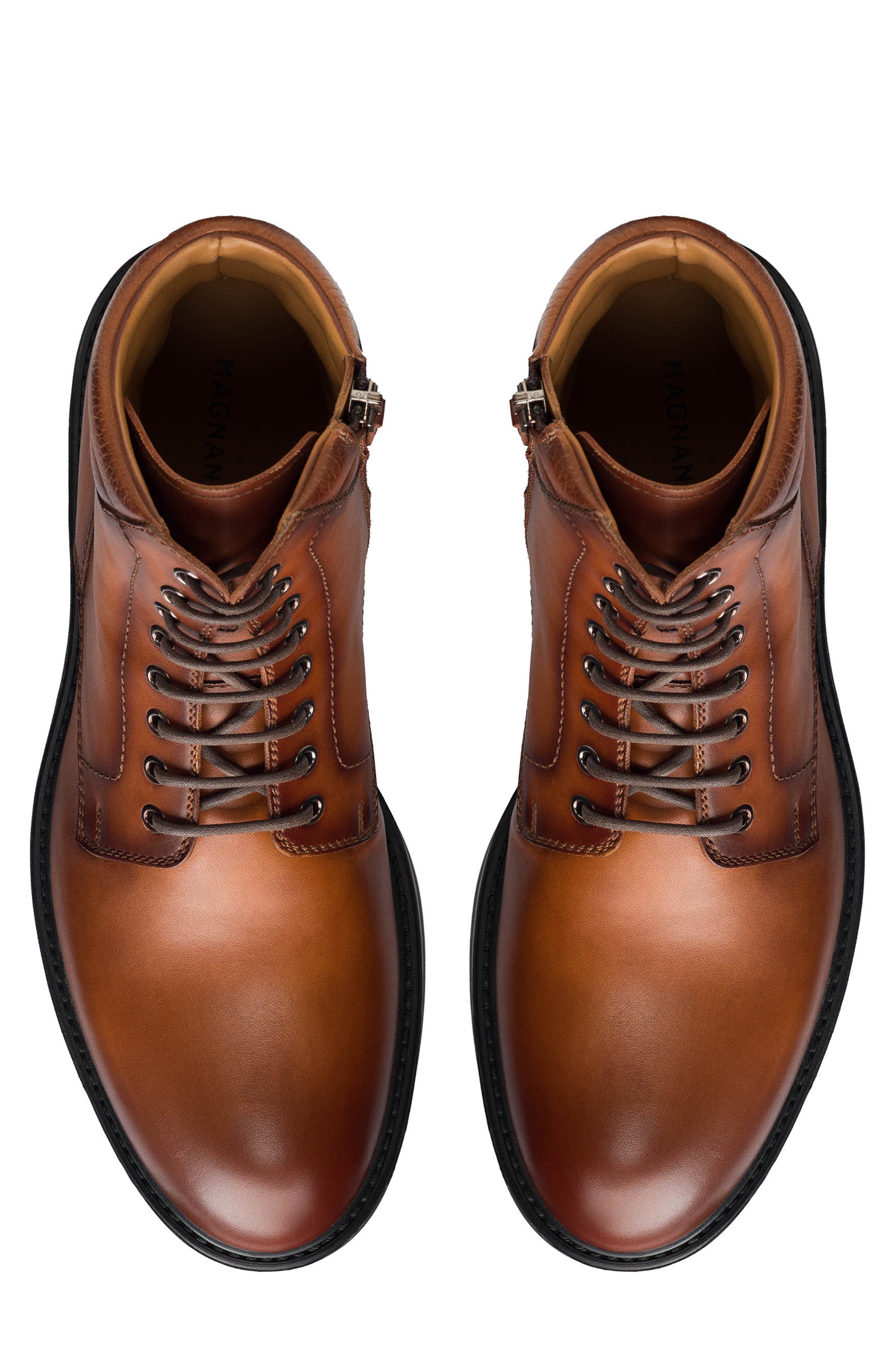 Grayson Lace-Up Lug Sole Boot, Alternate, color, COGNAC