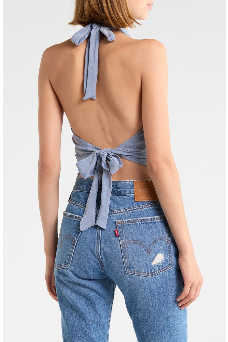 Lillyan Drape Halter Top, Alternate, color, BLUE