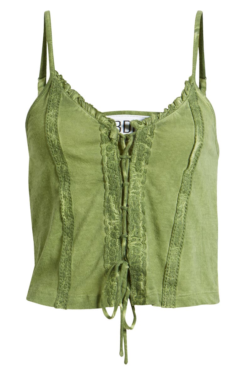 BDG Urban Outfitters Embroidered Crop Tie Front Cotton Blend Tank Top, Alternate, color,