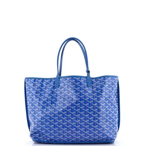 Pre-owned Goyard  Goyard Anjou Reversible Tote Coated Canvas Pm In Blue