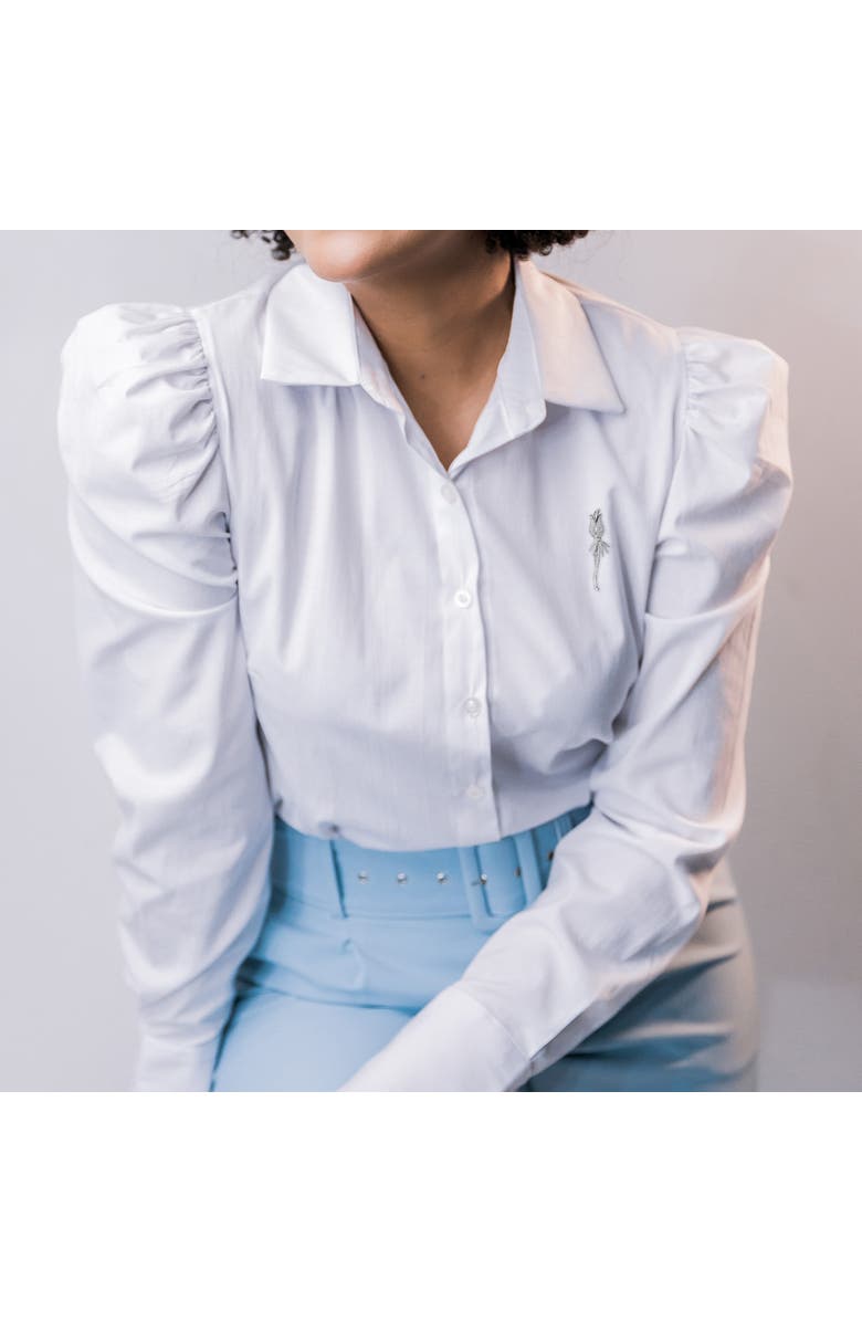 Haus of Brilliance 18K White Gold 1 3/5 Cttw Pave Set Diamond Tulip Brooch Pin, Alternate, color, White