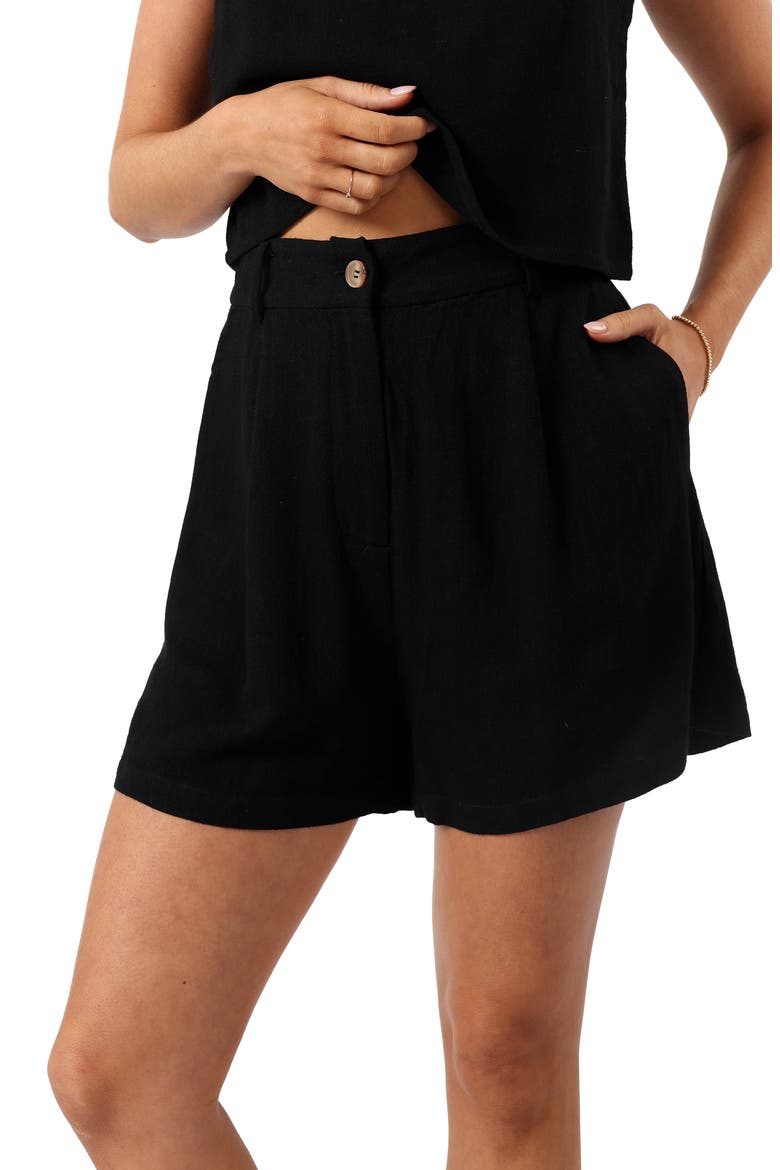 Ryan Linen Camisole & Shorts Set, Alternate, color, BLACK