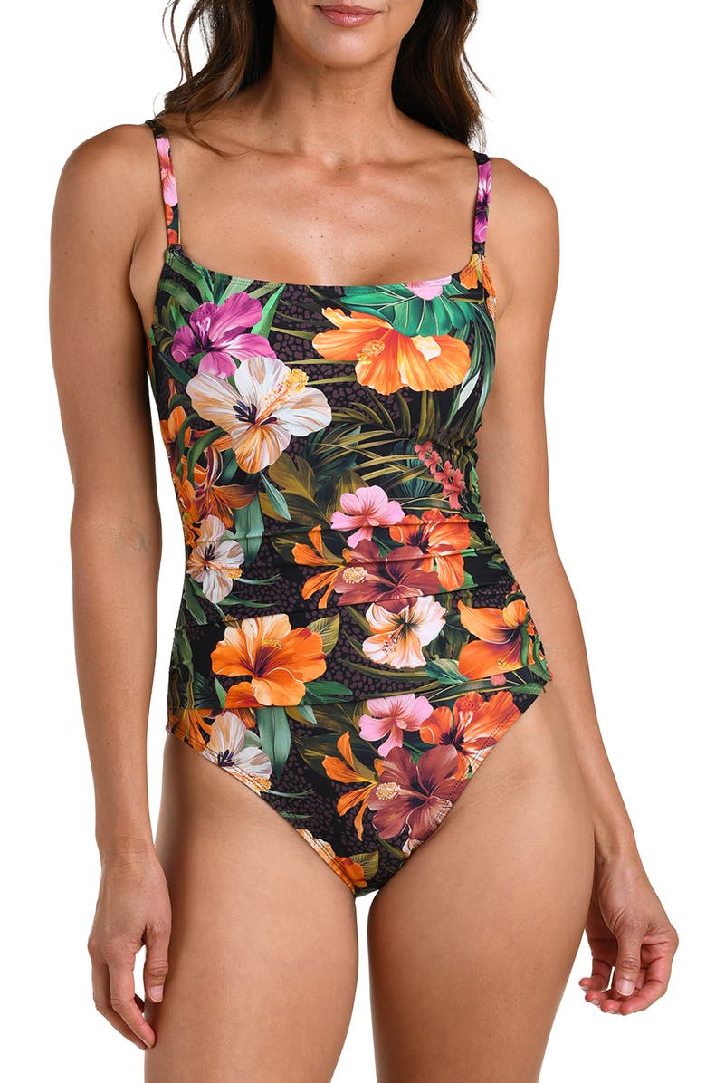 La Blanca Tropical Hideaway One-Piece Swimsuit, Main, color, Brown Multi