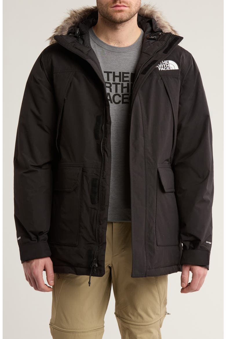 McMurdo Waterproof 600 Fill Power Hooded Down Parka with Faux Fur Trim, Main, color, TNF BLACK-NPF
