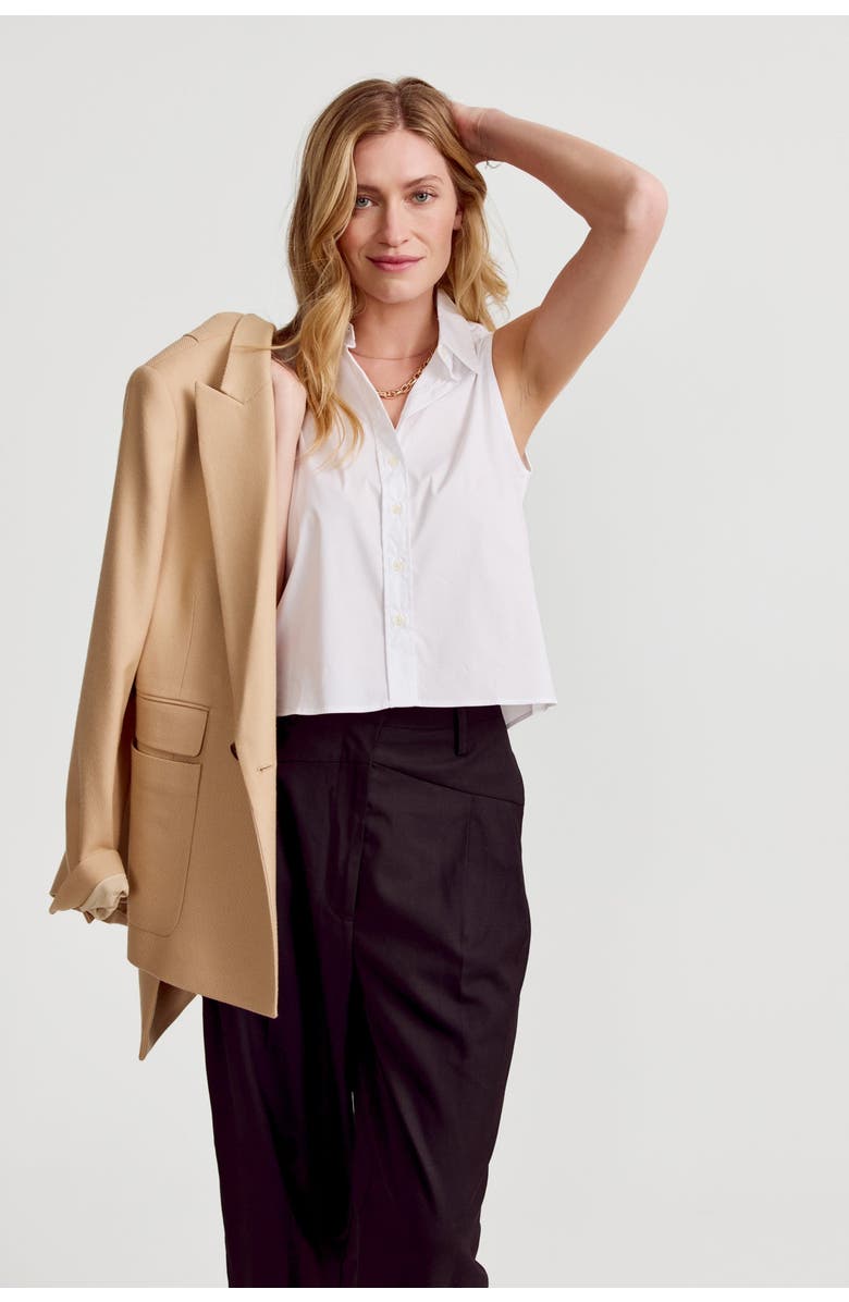 The Shirt by Rochelle Behrens The Boxy Cropped Sleeveless Shirt, Alternate, color, White