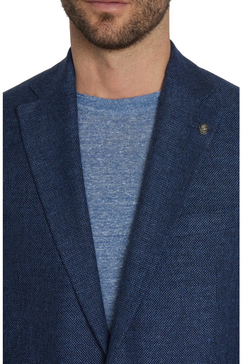 Hampton Solid Knit Wool & Linen Blend Sport Coat, Alternate, color, MEDIUM BLUE