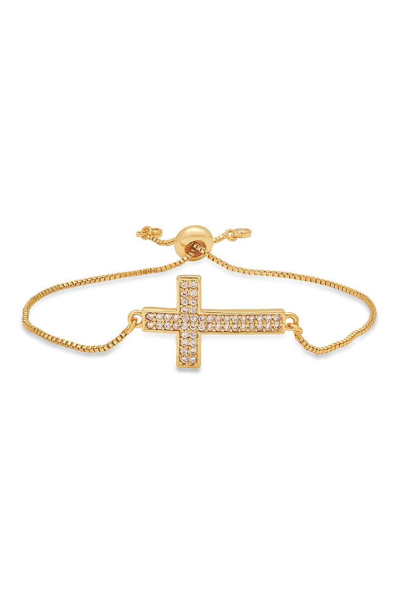 Pavé CZ Cross Slide Bracelet, Main, color, GOLD