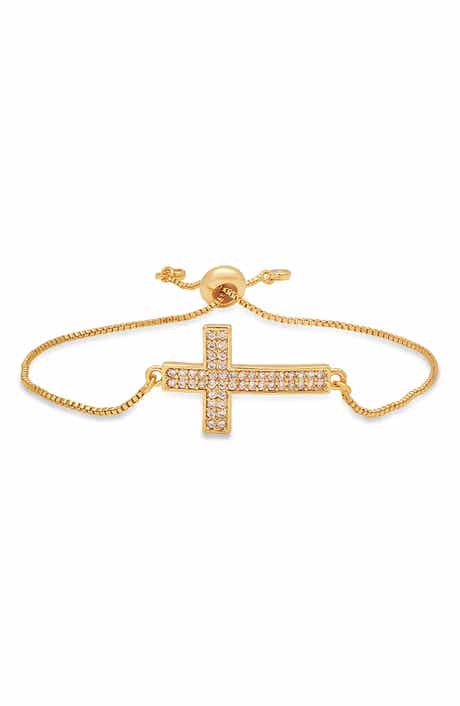 HMY JEWELRY Pavé CZ Cross Slide Bracelet