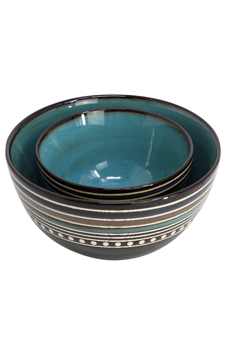 Gibson Cafe Versailles 16 Piece Double Bowl Dinnerware Set -, Alternate, color, Blue