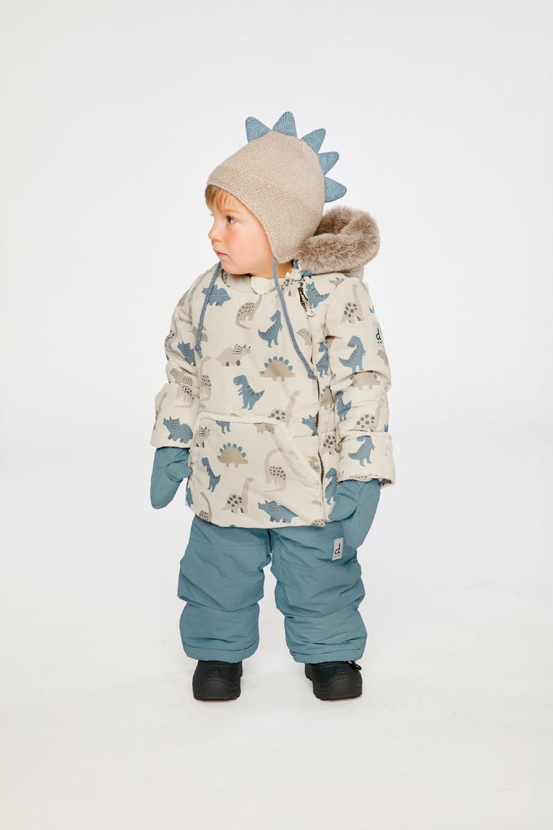 Dinosaur Two Piece Coat Pants & Neckwarmer Snowsuit, Alternate, color, Blue Dinosaur Print