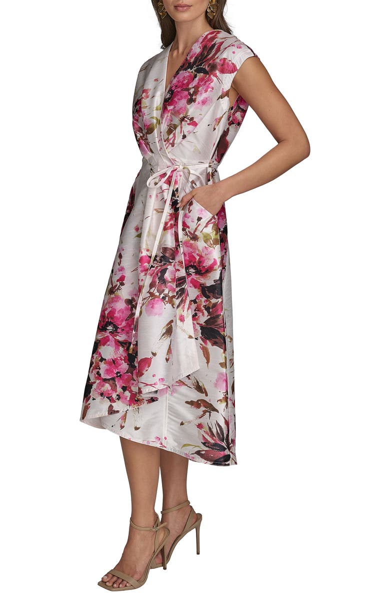 Donna Karan New York Floral Tiered Wrap Dress, Alternate, color, 