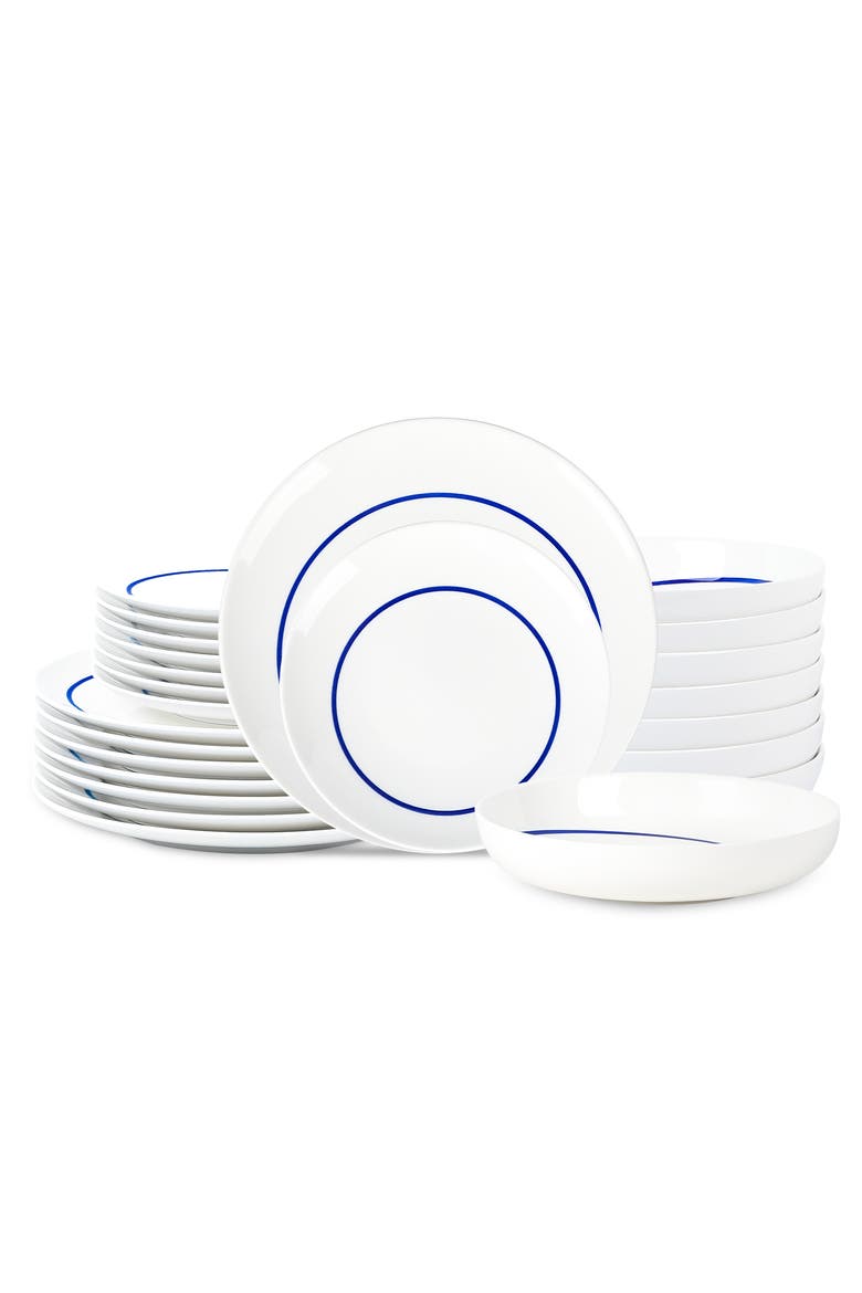 Luna Porcelain 24-Piece Dinnerware Set, Main, color, Blue