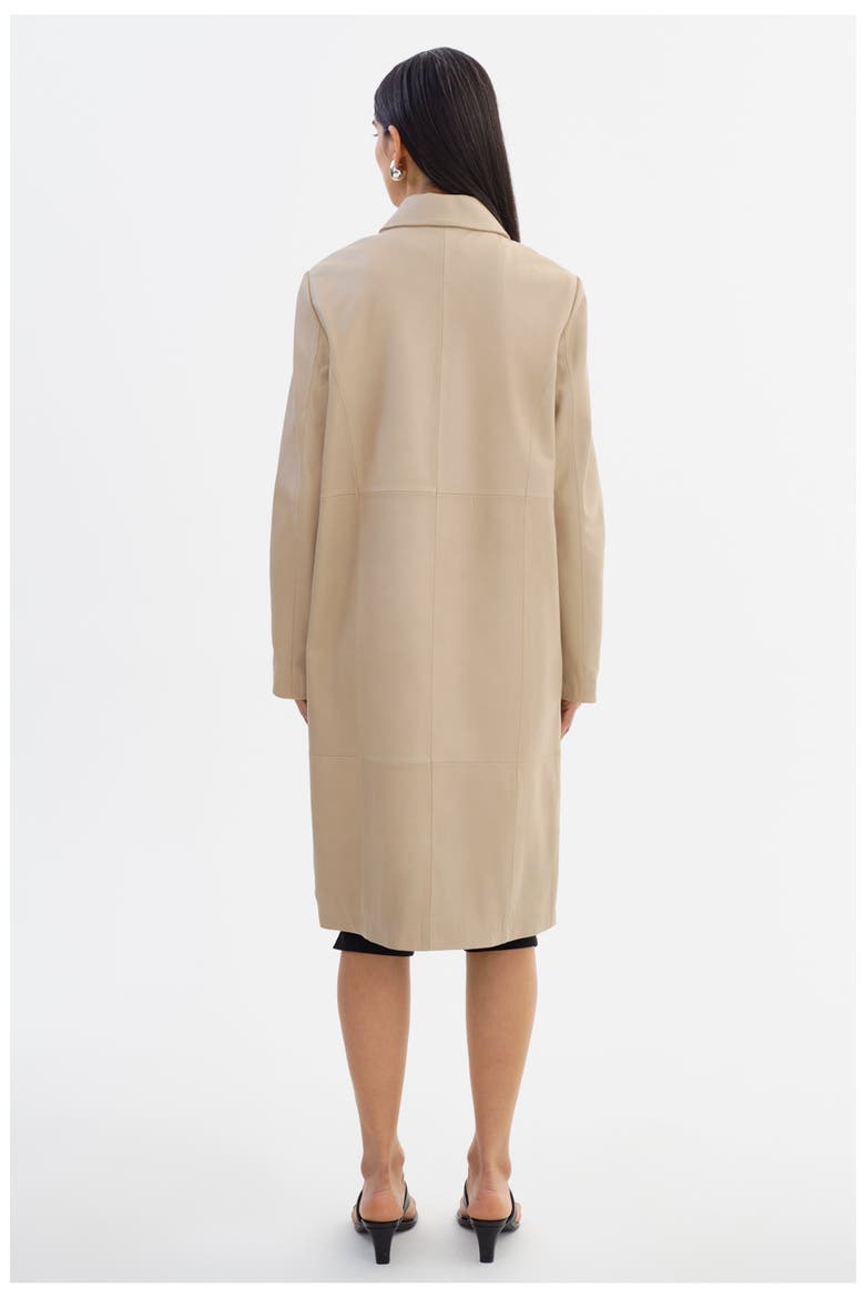 BELEN | Longline Leather Coat, Alternate, color, Stone
