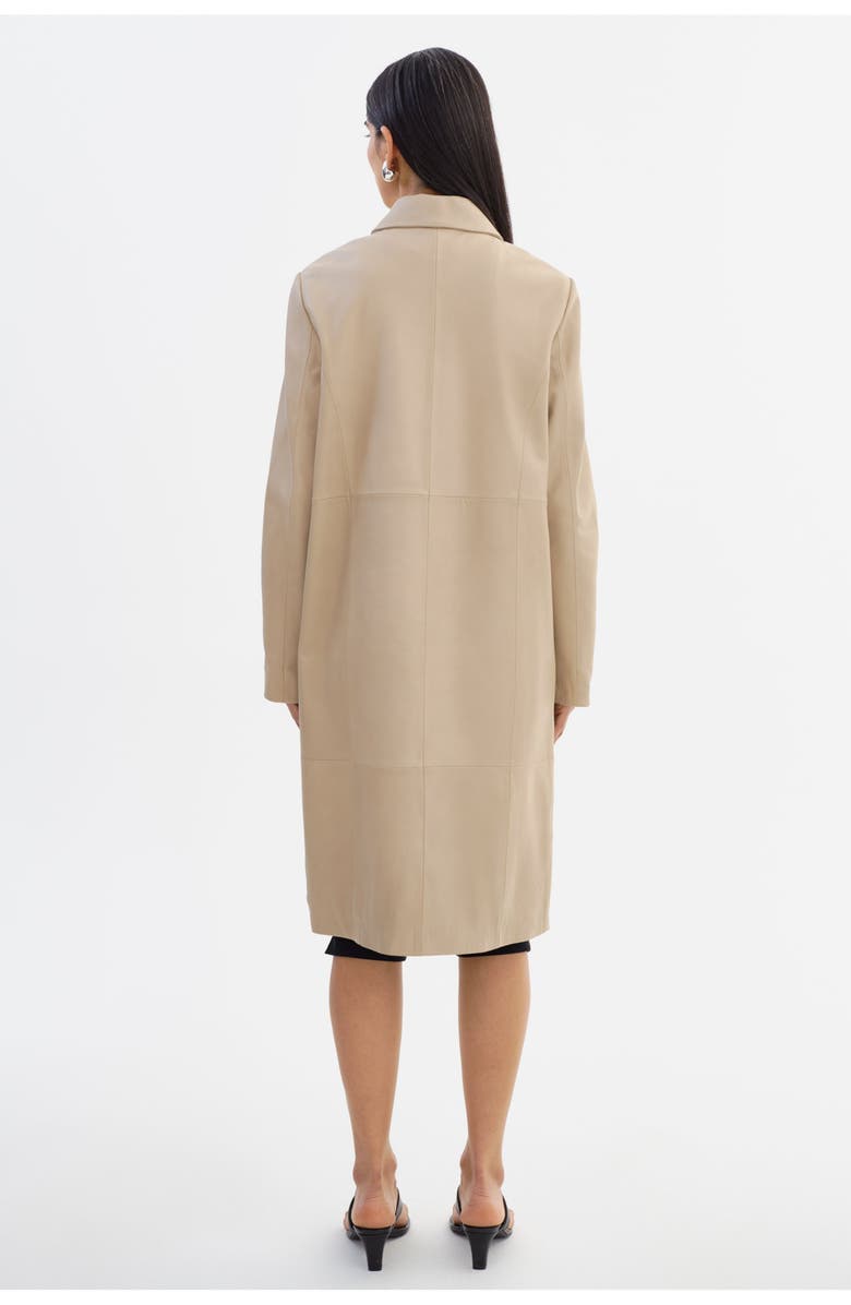LAMARQUE BELEN | Longline Leather Coat, Alternate, color, Stone