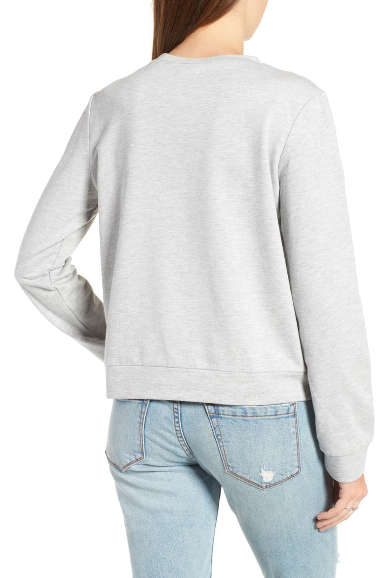 Ruffle Front Sweatshirt, Alternate, color, HEATHER GREY