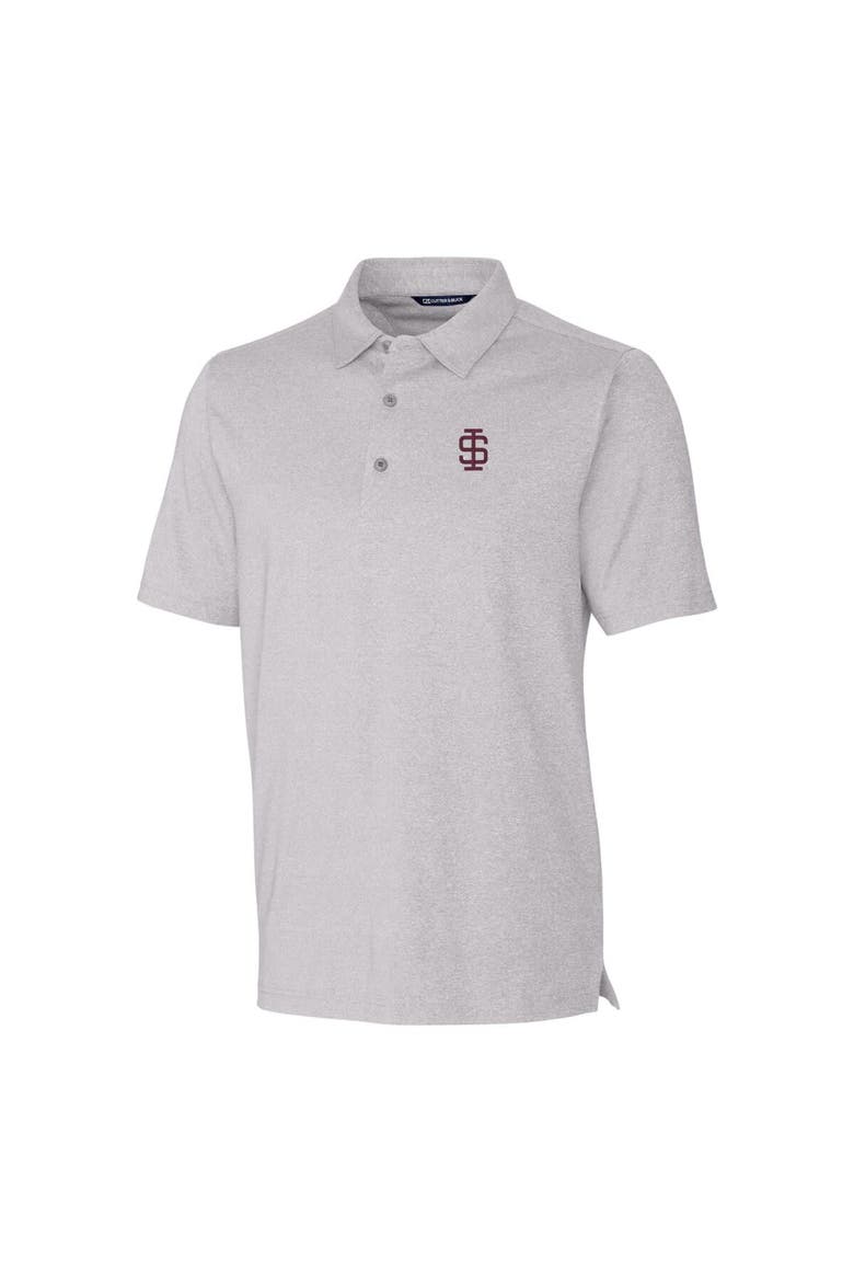 Men's Cutter & Buck Heather Gray Southern Illinois Salukis Forge Stretch Polo, Alternate, color, Heather Gray