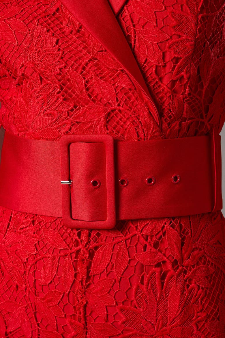 Lisa Lace Belted Jumpsuit, Alternate, color, Red