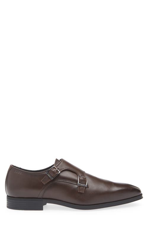 Hugo Boss Boss Theon Double Monk Loafer In Dark Brown
