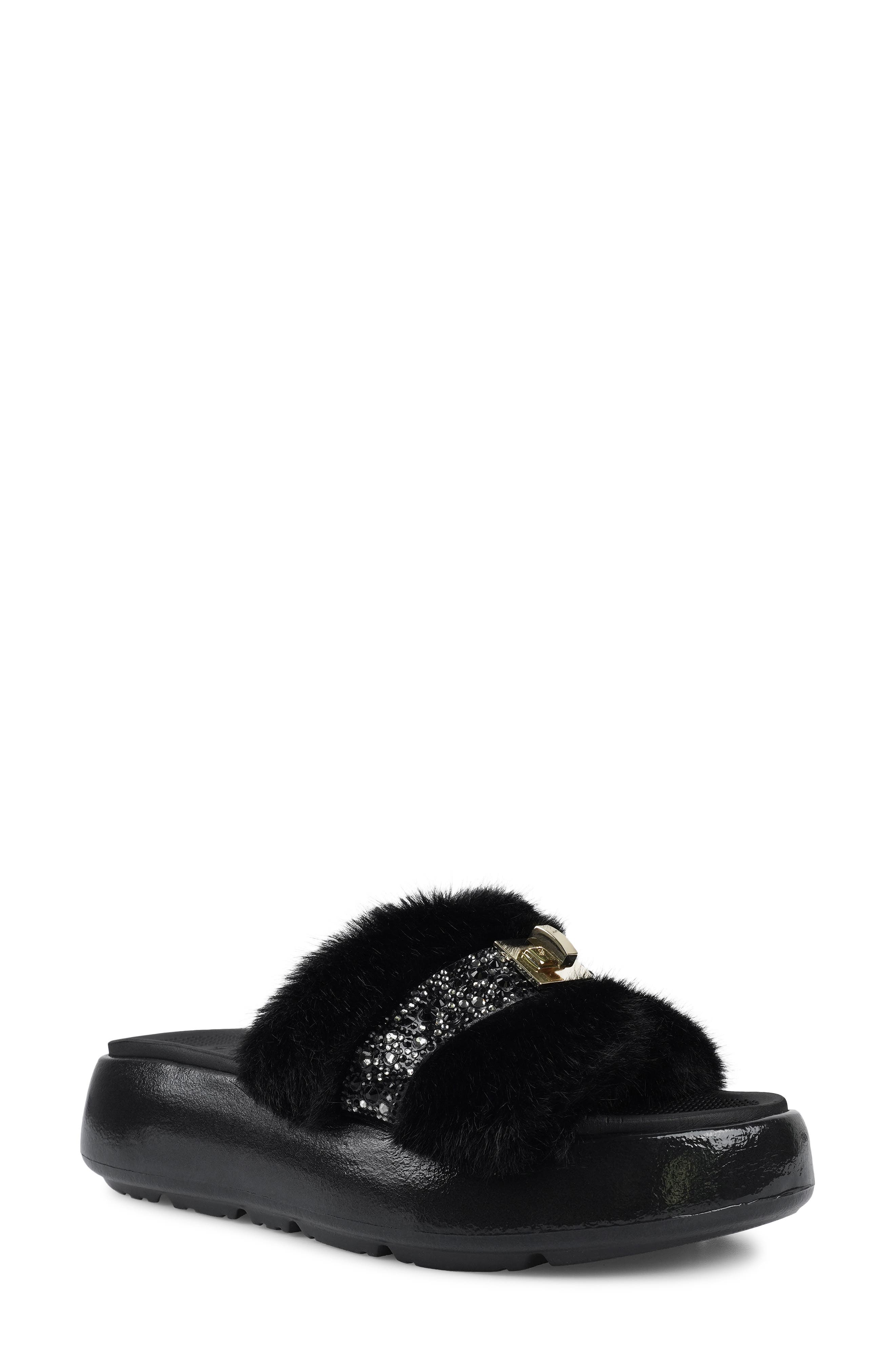 ZIGI Finley Faux Fur Platform Sandal, Main, color, Black
