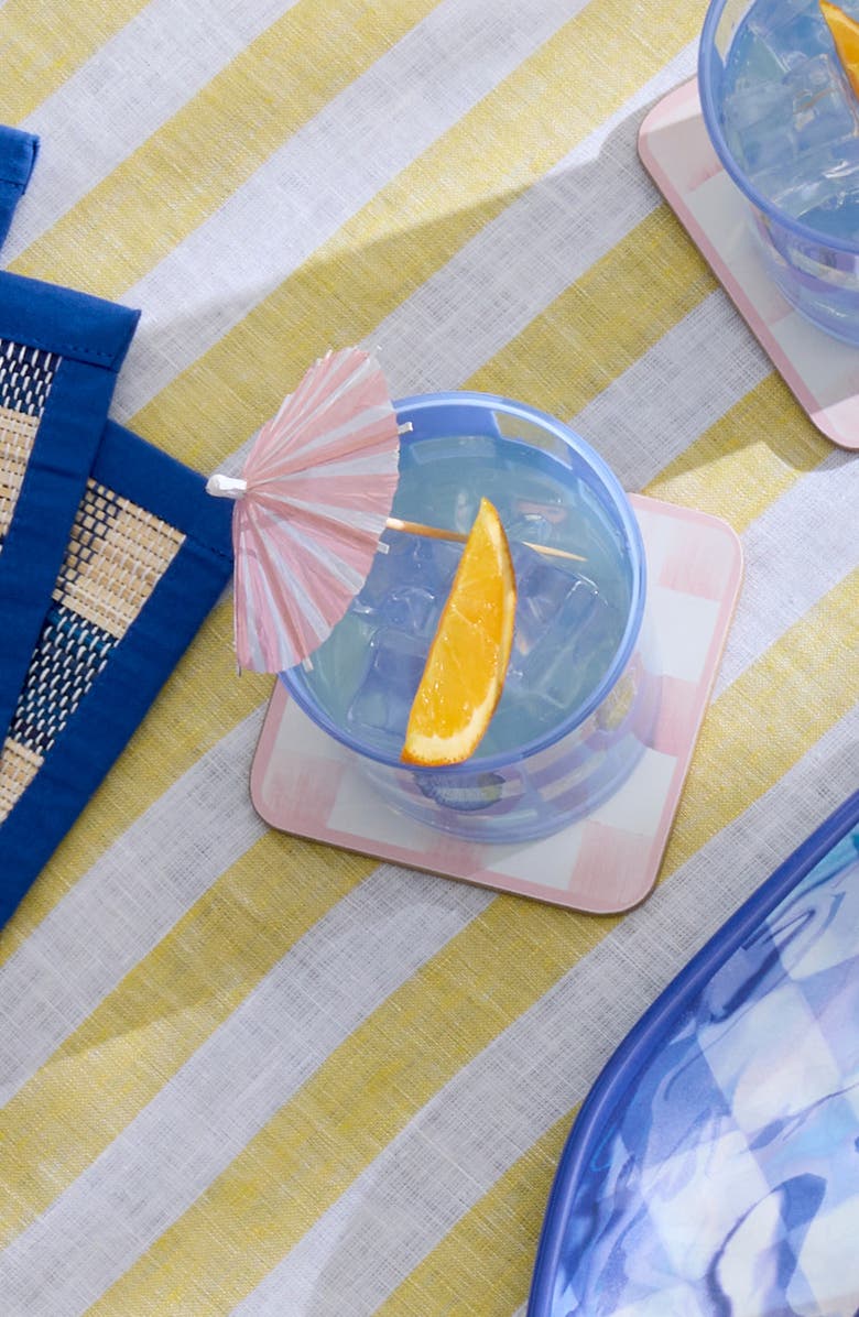 MACKENZIE CHILDS Set of 4 Blue Check Acrylic Tumblers, Alternate, color, Blue