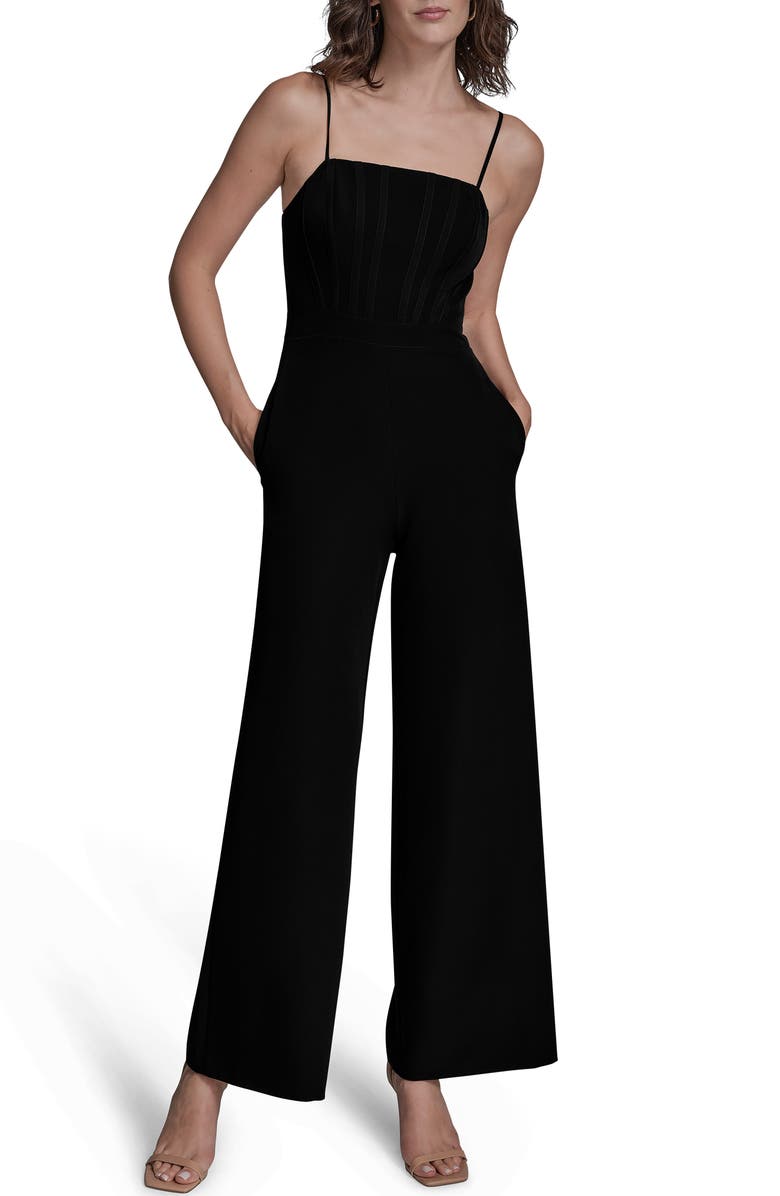 BCBG Bustier Bodice Jumpsuit, Main, color, Black