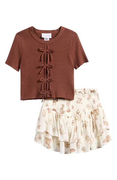 Kids' Bow Sweater, Skirt & Hair Tie Set