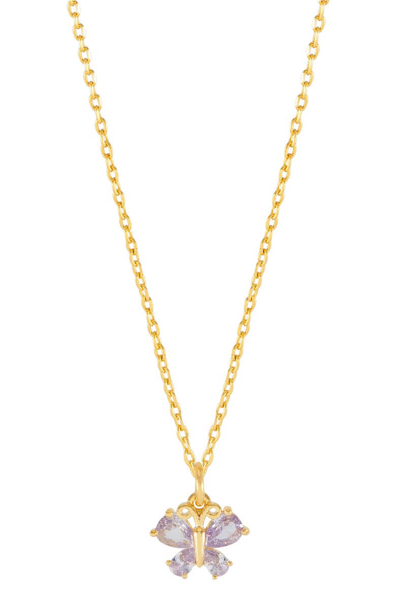 Dreamer Cubic Zirconia Butterfly Charm Necklace, Main, color, GOLD