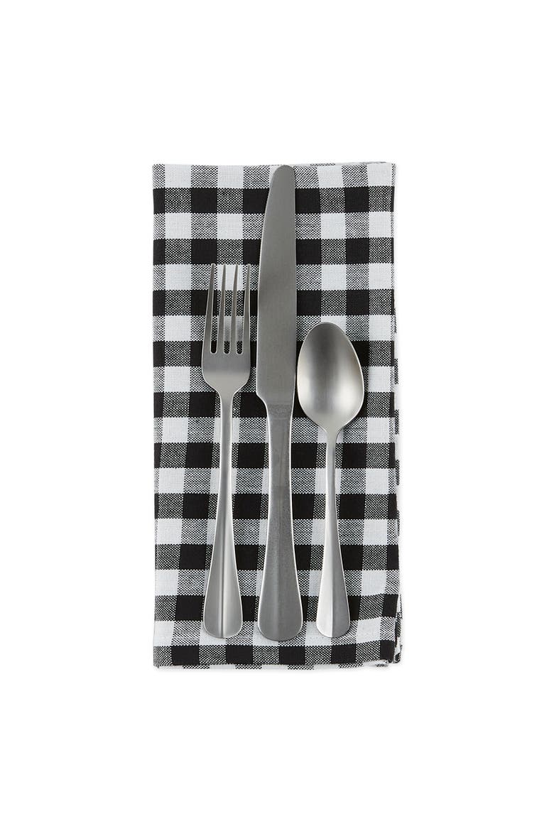 Gingham Cotton Napkin Set/4, Alternate, color, Black/White