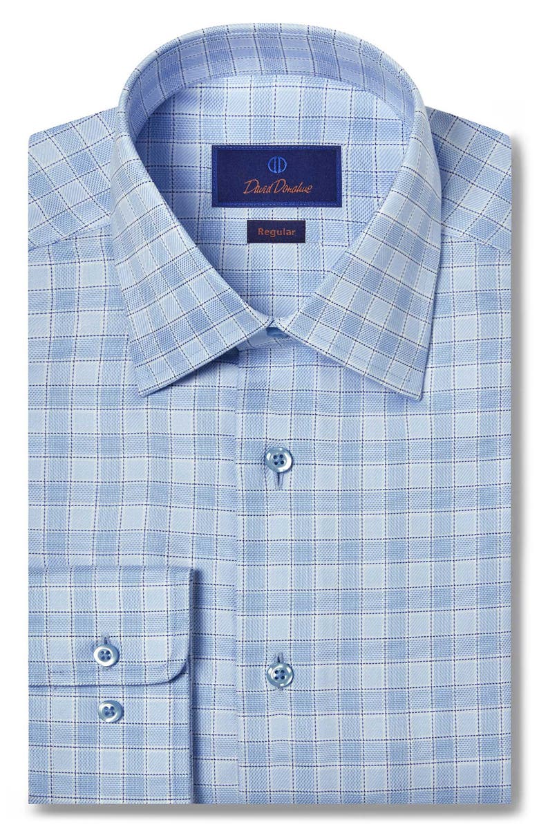 David Donahue Regular Fit Exploded Twill Check Dress Shirt, Main, color,