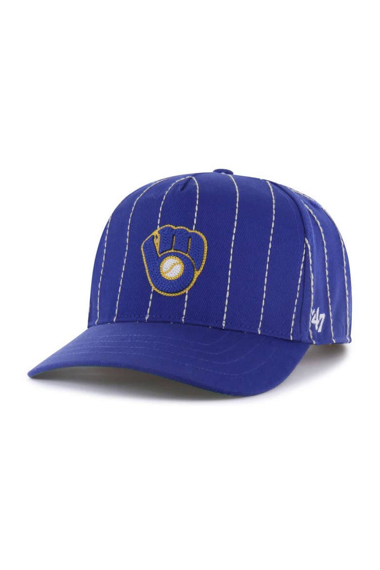 Men's '47 x Rawlings Royal Milwaukee Brewers Pinstripe Hitch Adjustable Hat, Alternate, color, Royal