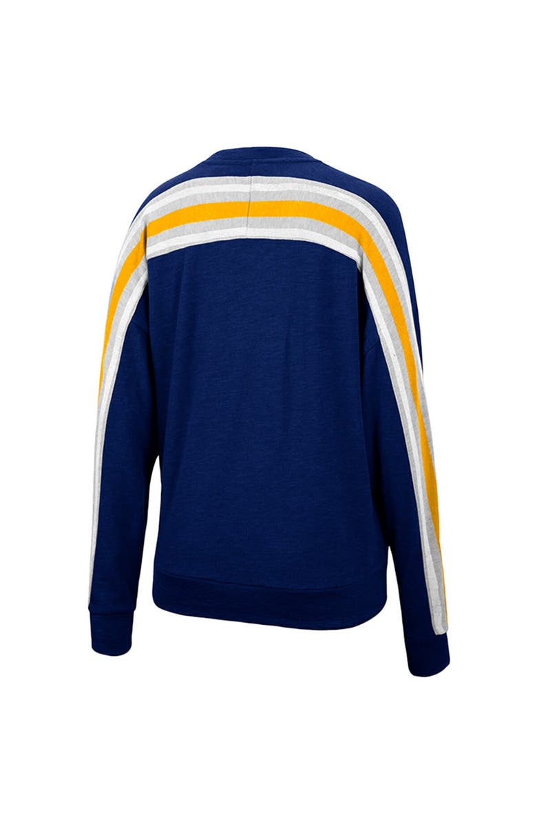 COLOSSEUM Women's Colosseum Heathered Navy West Virginia Mountaineers Team Oversized Pullover Sweatshirt, Alternate, color, 